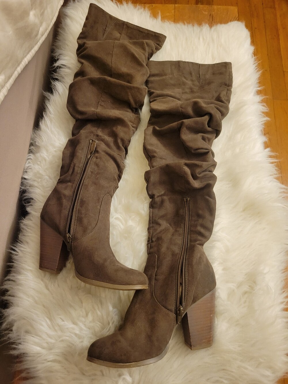 Carlos by Carlos Santana Brown Taupe Suede Over-the-Knee Slouch Boots